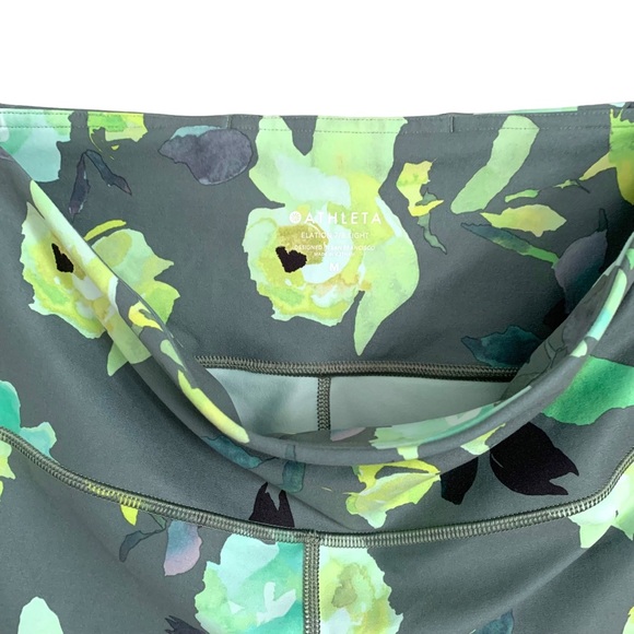 Athleta elation 7/8 tight green army olive floral Hawaiian print leggings - Picture 3 of 8